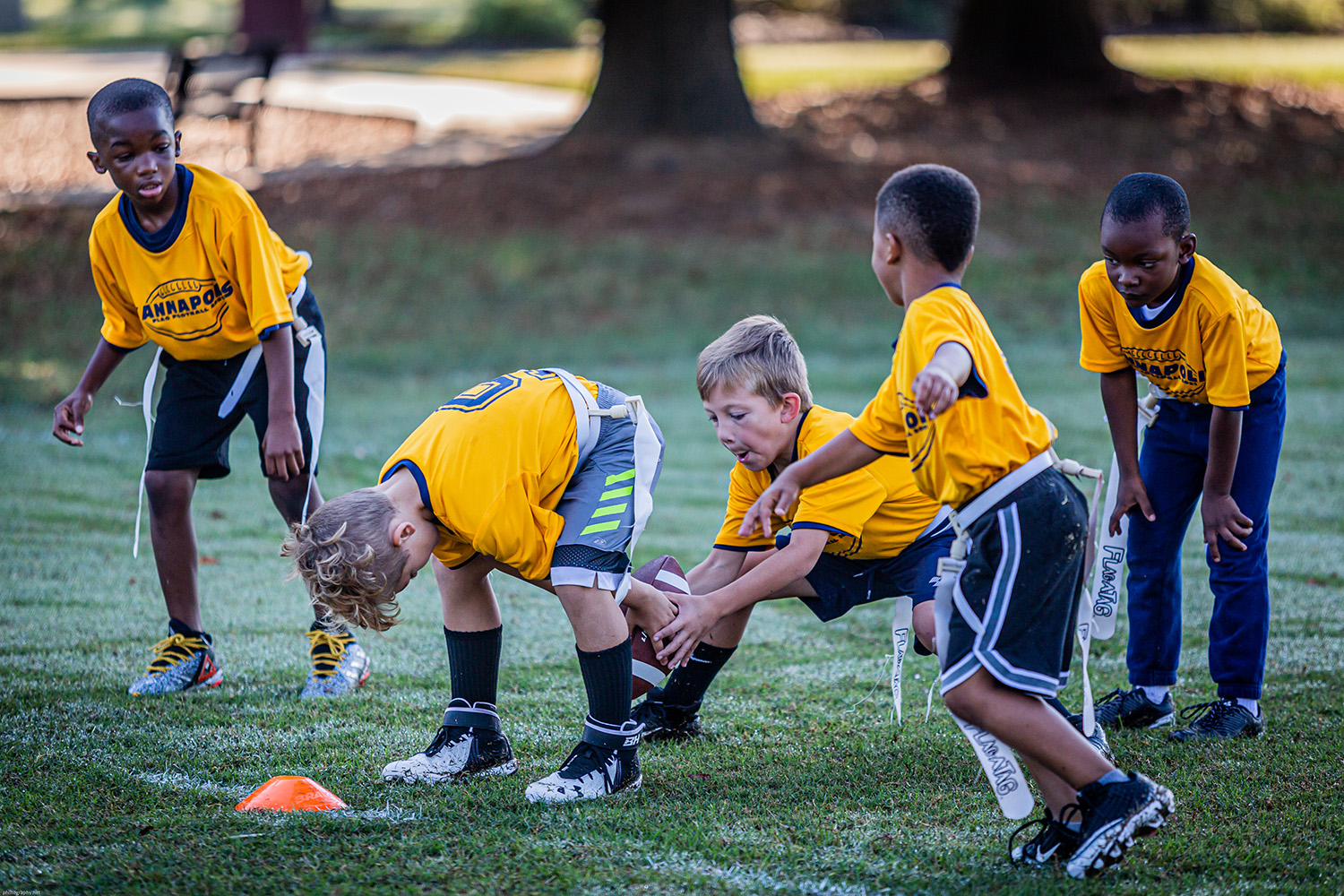 flag football team snap